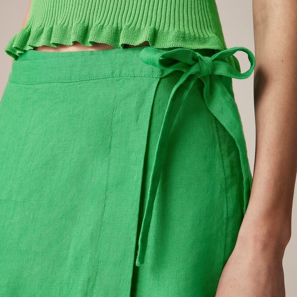 New J.CREW Size 14 Wrap Skirt in Linen Bright Gem $98 CK530 - Picture 2 of 6